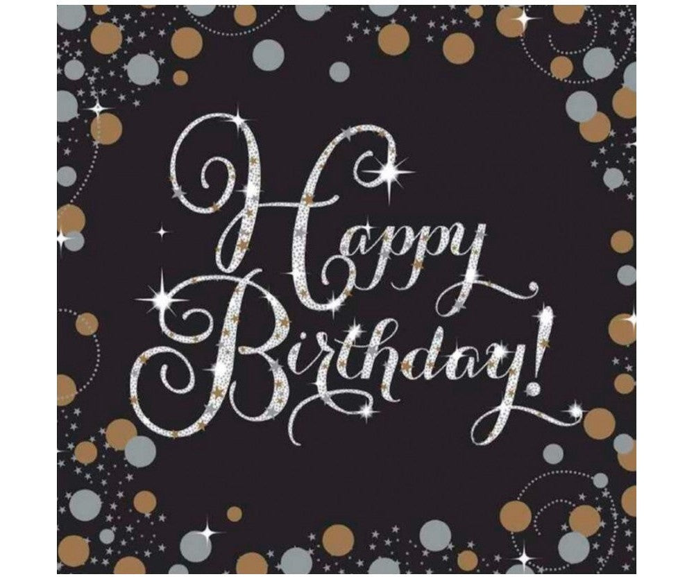 Χαρτοπετσέτες Happy Birthday sparkling χρυσές 16τμχ