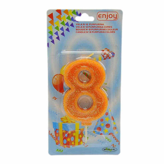 Neon πορτοκαλί κεράκι με γκλίτερ Νο8