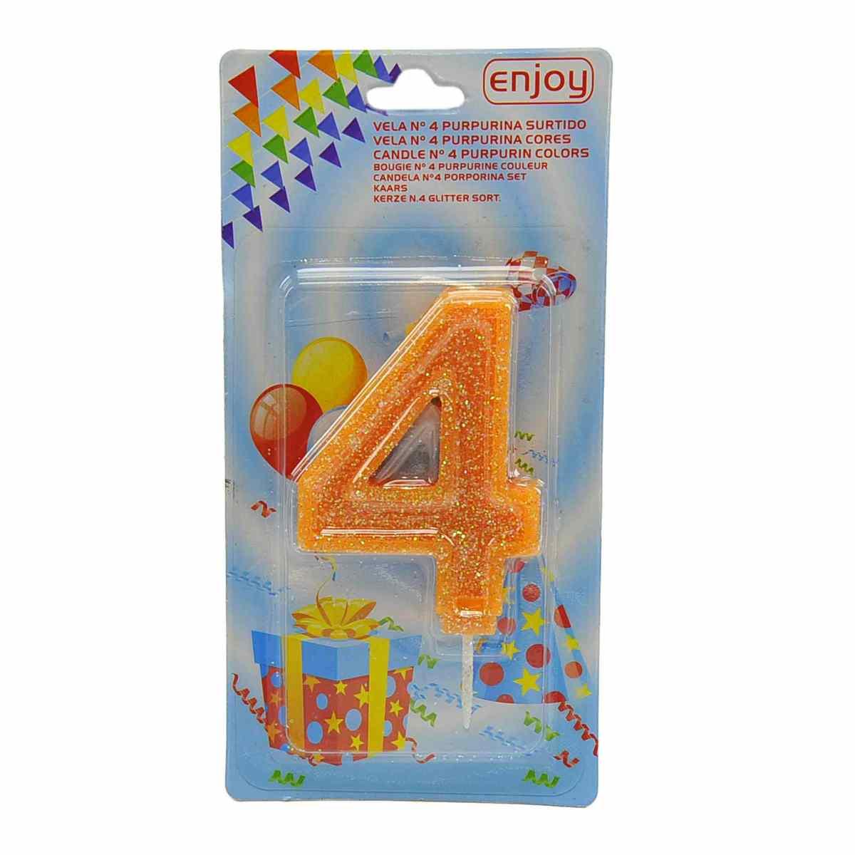 Neon πορτοκαλί κεράκι με γκλίτερ Νο4
