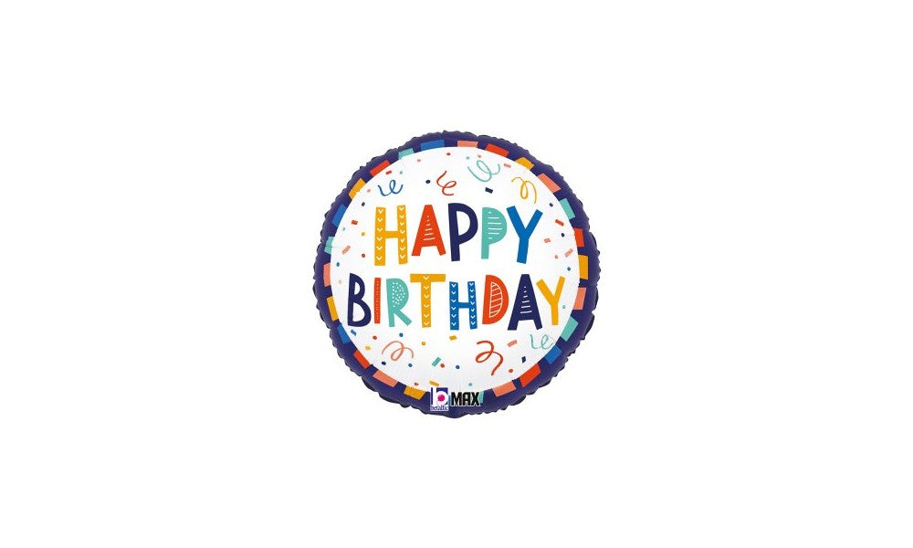 Foil Μπαλόνι Ha[[y Birthday Μπλε-Χρωματιστό