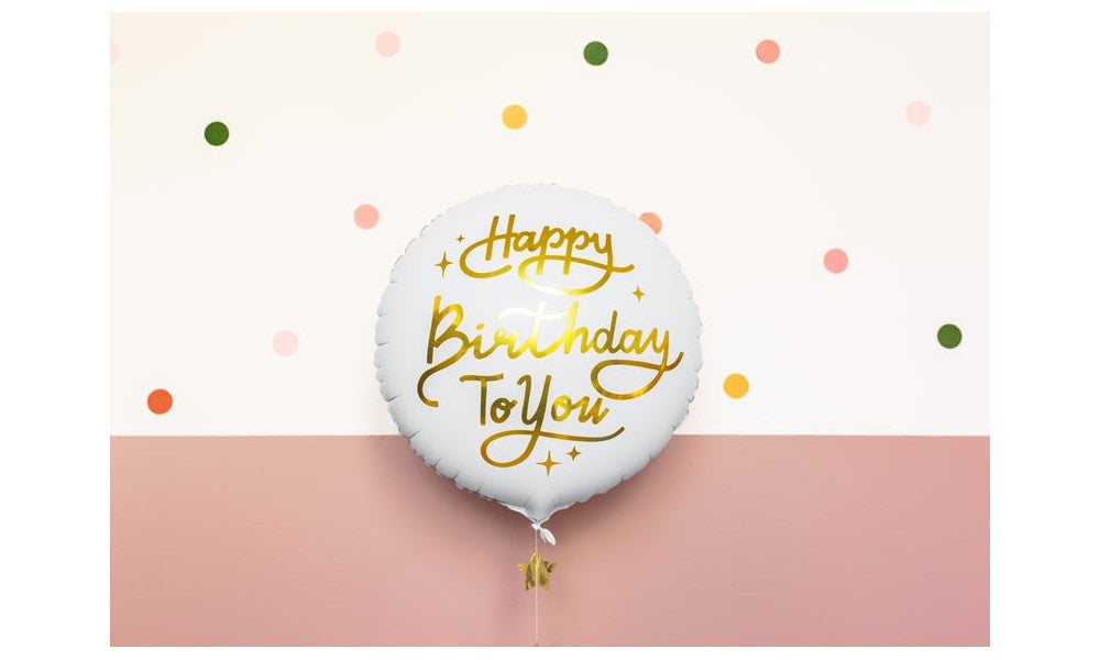 Foil Μπαλόνι Happy Birthday με Χρυσά γράμματα