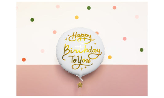 Foil Μπαλόνι Happy Birthday με Χρυσά γράμματα