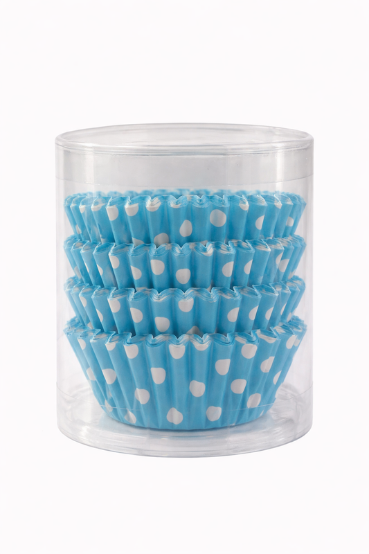 Θήκη για Cup-cakes 100pcs Γαλάζιες Πουά