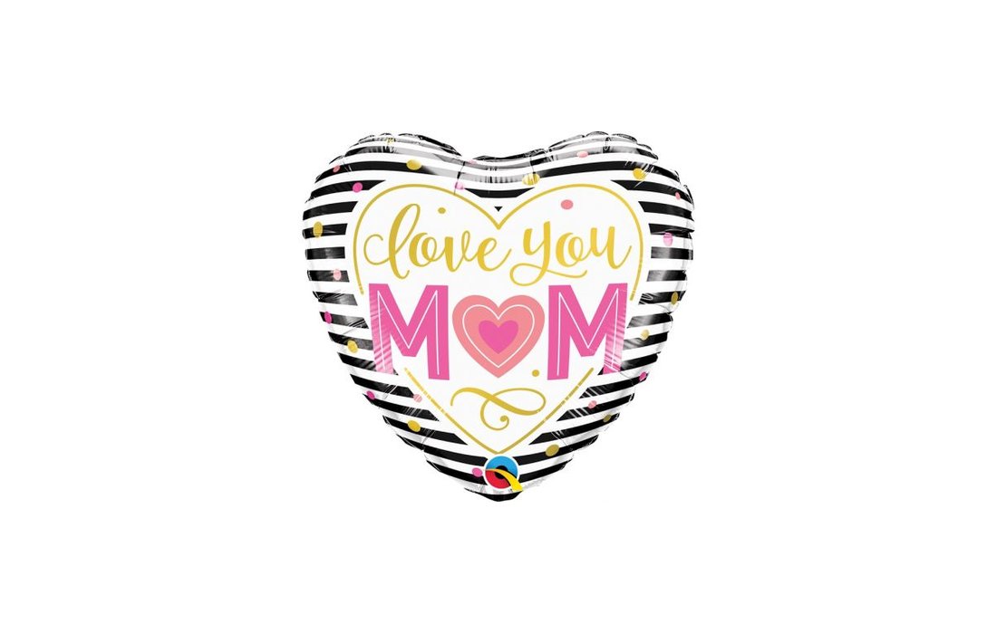 Μπαλόνι foil 18" Love You M(❤)M Stripes / 46 εκ