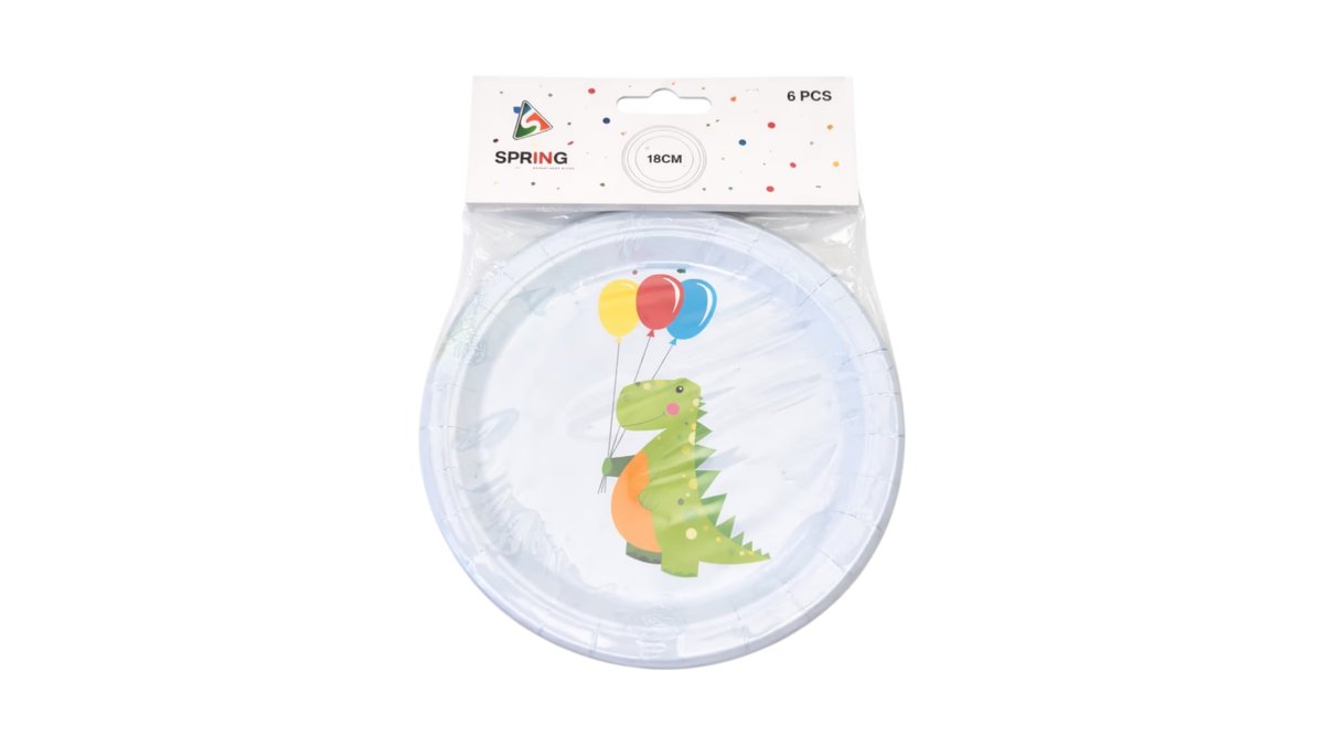 Χάρτινα Πιατάκια 18cm  Δεινόσαυρος / 6τεμ