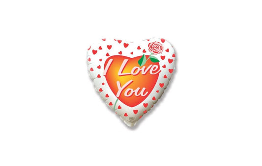 Μπαλόνι καρδια 18"  I love you με Τριαντάφυλλο