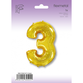 Foil Balloon Super Shape Number "3" Gold