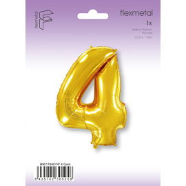 Foil Balloon Super Shape Number "4" Gold