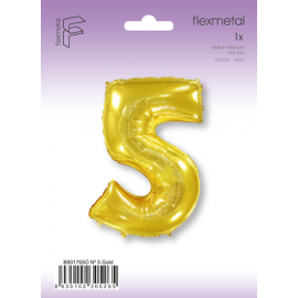 Foil Balloon Super Shape Number "5" Gold
