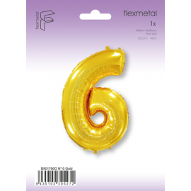 Foil Balloon Super Shape Number "6" Gold
