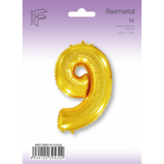 Foil Balloon Super Shape Number "9" Gold