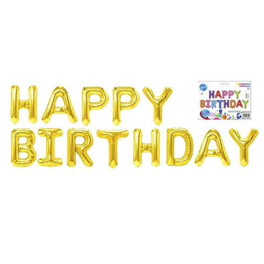 Φουσκωτό Μεταλλιζέ Happy Birthday Ύψος γραμμάτων=41cm