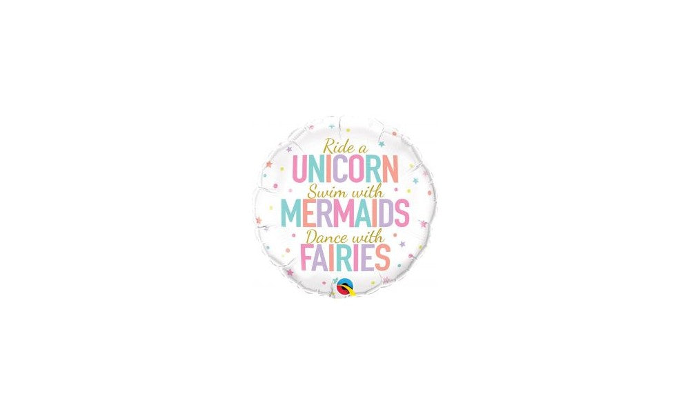 Foil Balloon 18" Unicorn/Mermaids/Fairies 45 cm