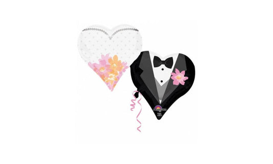 Foil Balloon Super Shape Wedding Couple Hearts / 76 x 63 cm