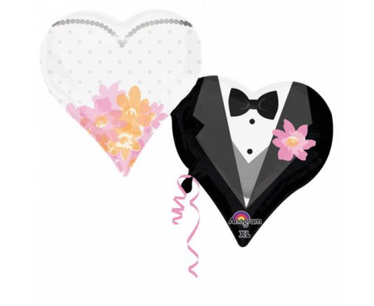 Foil Balloon Super Shape Wedding Couple Hearts / 76 x 63 cm