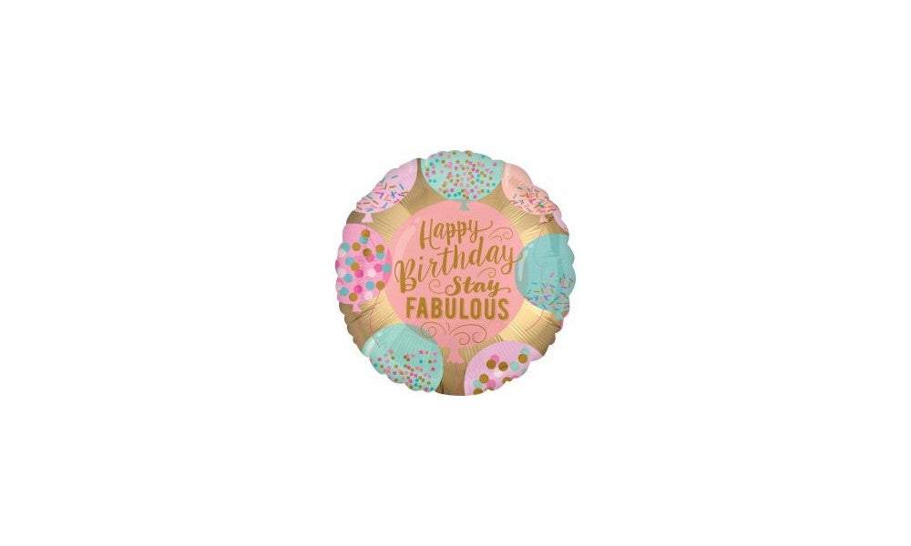 Foil Balloon 17" Happy Birthday Stay Fabulous 43 cm