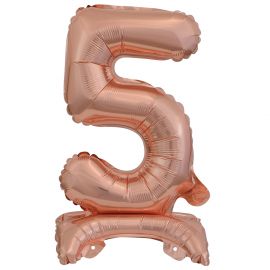 Mini Number 5 with Stand Rose Gold Foil Balloon / 38 cm