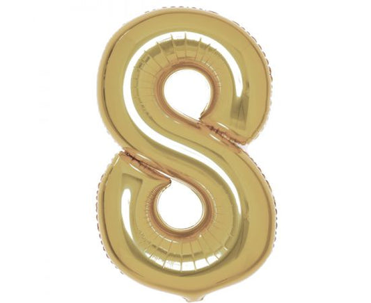 Μπαλόνι Φοιλ Νούμερο " 8" Λευκόχρυσο - White Gold / 86 εκ