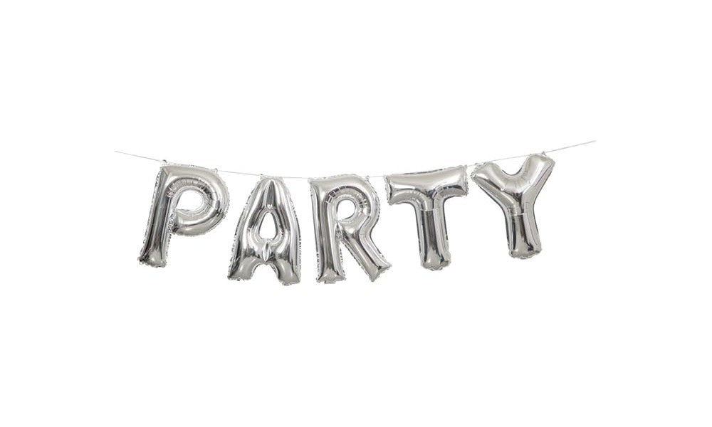 Shimmering Silver Party Letter Foil Balloon Banner Kit (35cm)