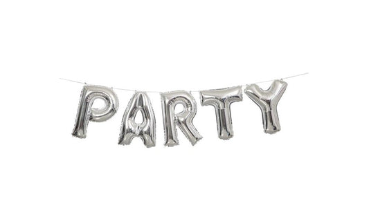 Shimmering Silver Party Letter Foil Balloon Banner Kit (35cm)