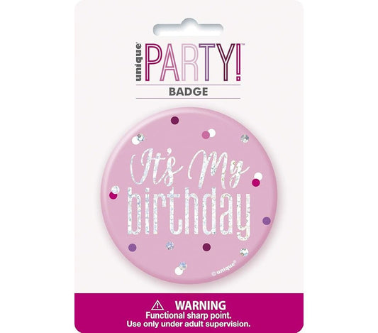 It's My Birthday Badge Ροζ