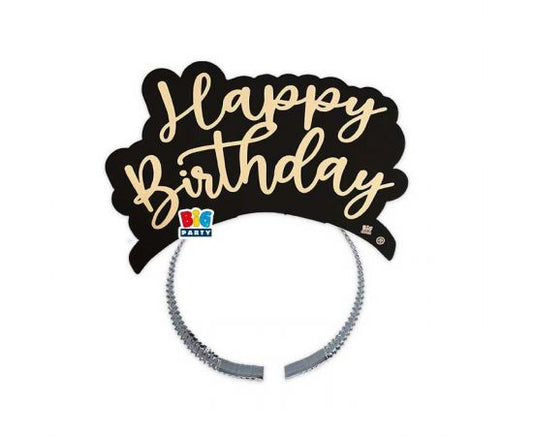 Στέκα Χάρτινη Μαύρο & Χρυσό Happy Birthday / 4 τμχ
