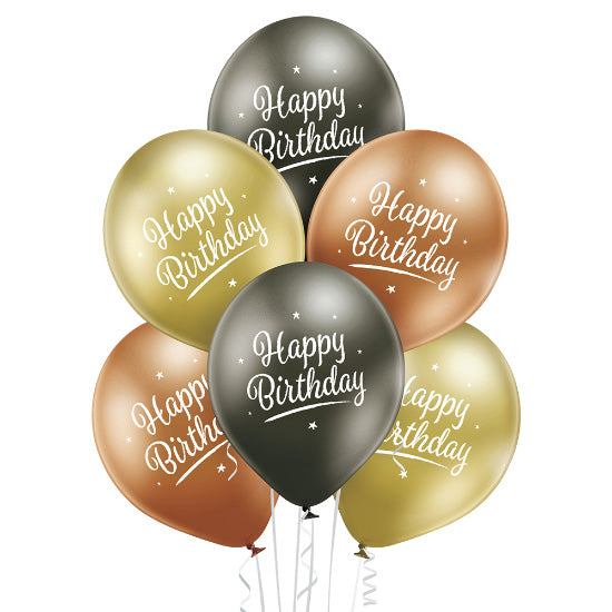Λάτεξ μπαλόνια χρυσές αποχρώσεις Happy Birthday