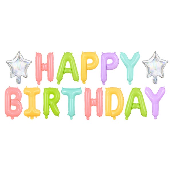 Σετ μπαλονιών "Happy Birthday" πολύχρωμα (15 τεμ)