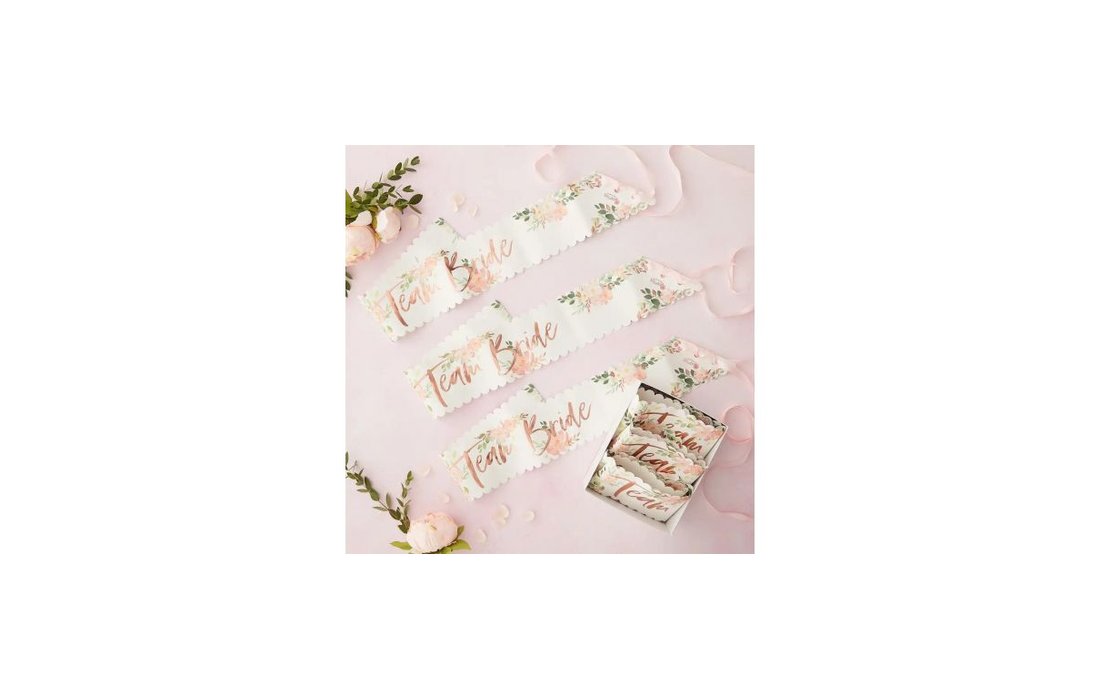 Κορδέλες Floral "Team Bride" / 6 τεμ.