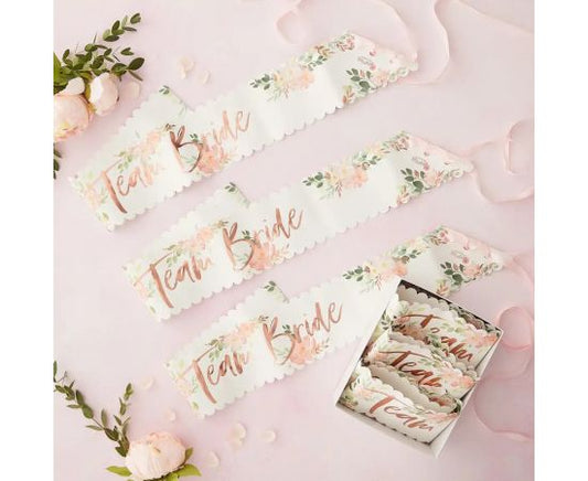 Κορδέλες Floral "Team Bride" / 6 τεμ.