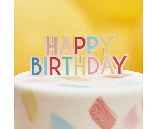 Rainbow Acrylic Happy Birthday Cake Topper