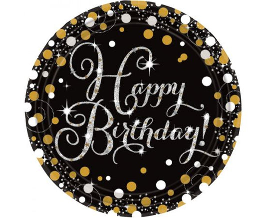 Πιάτα χαρτ. φαγητού 23εκ Sparkling Birthday /8 τεμ