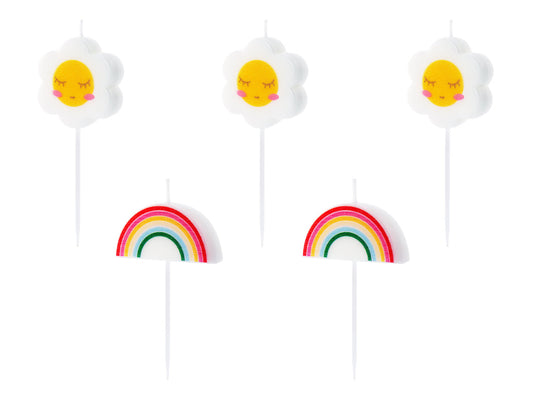 Mini Candle Set ουράνιο τόξο και μαργαρίτες
