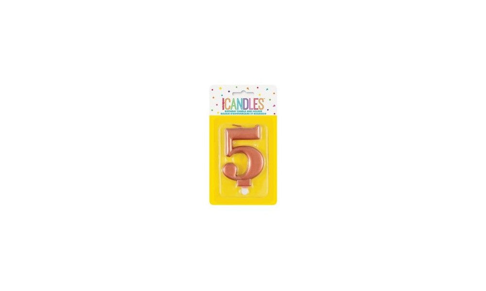 Number Candle 5 Rose Gold / 8 cm height