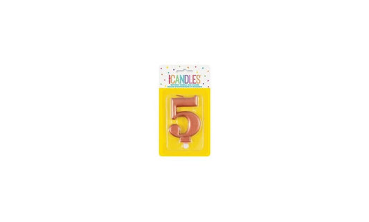 Number Candle 5 Rose Gold / 8 cm height