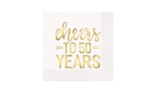 50th Lunch Gold Themed Party Foil Stamped Paper Napkins / 16 pcs