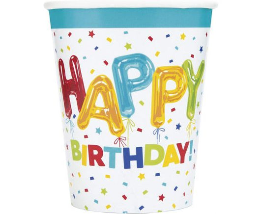Ποτήρια Χάρτινα 266ml Happy Birthday / 8 τεμ.
