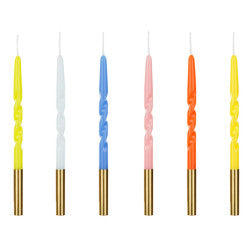 Birthday twisted candles multicolor, 14 cm, 6 pcs.