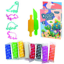 Ζυμαράκια 8 Χρώματα σε Κουτί με Εργαλεία και Καλούπια Δεινοσαυράκια