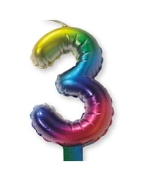 Kεράκι Nούμερο 3 Πολύχρωμο Rainbow