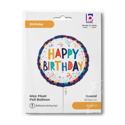 Foil Μπαλόνι Ha[[y Birthday Μπλε-Χρωματιστό