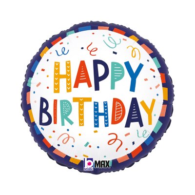 Foil Μπαλόνι Ha[[y Birthday Μπλε-Χρωματιστό