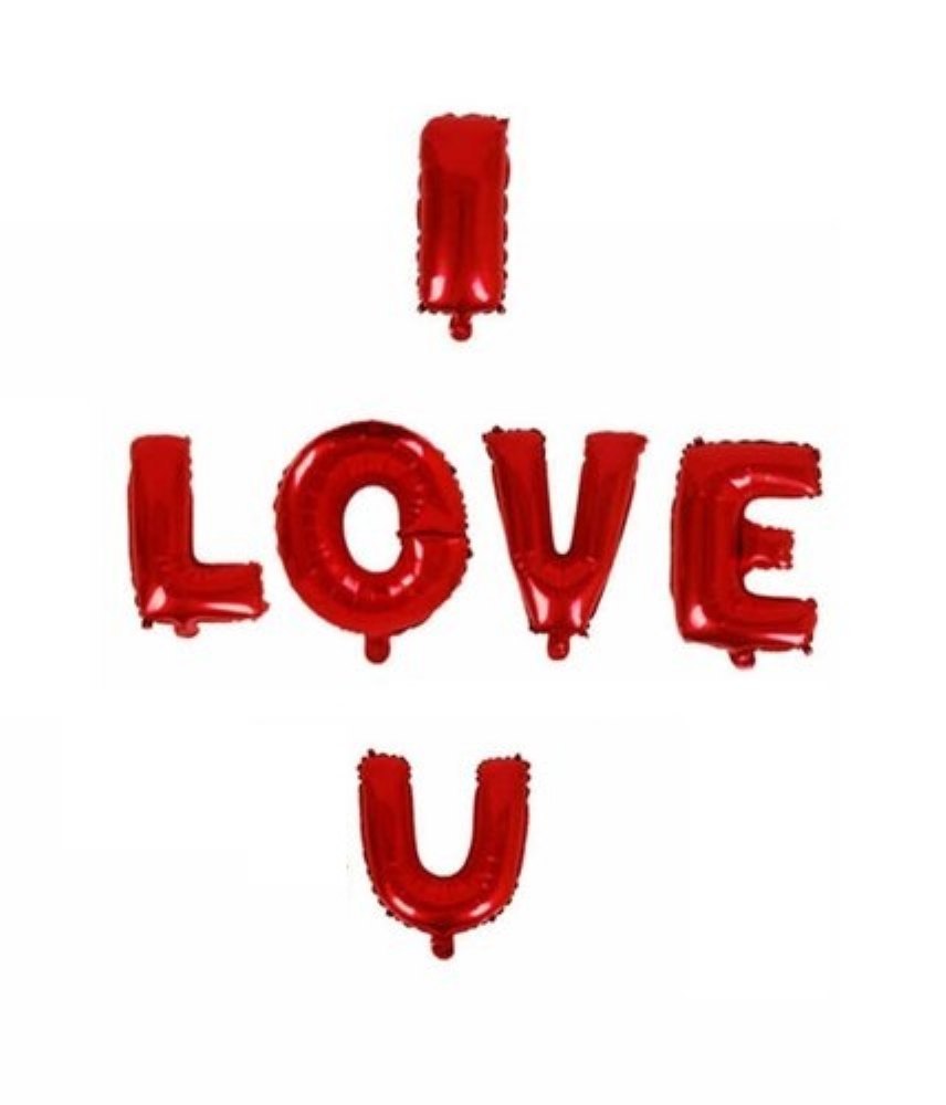 Red "I Love You" Foil Balloon Set
